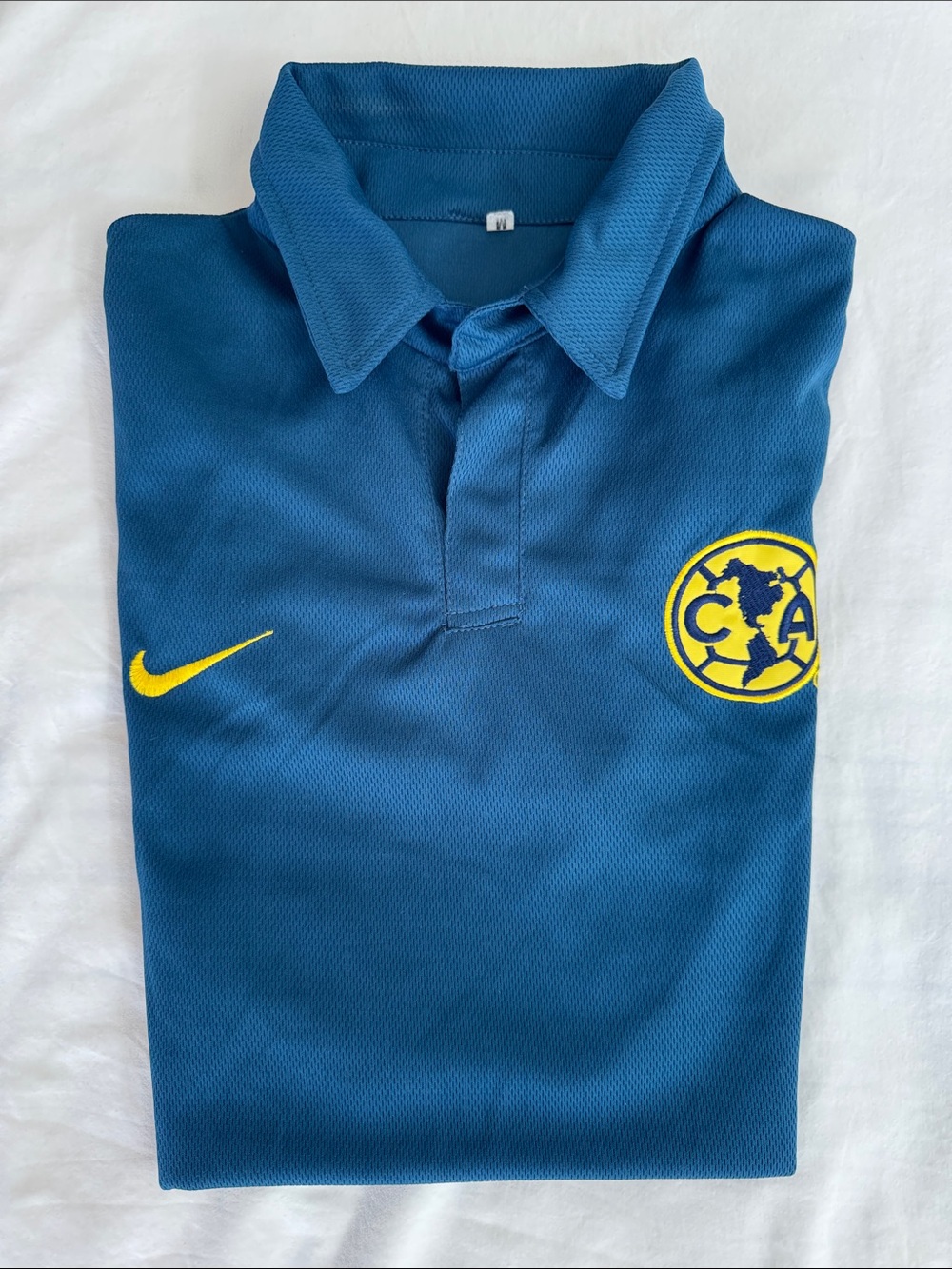 Blue Club América Polo Shirt with Yellow Accents